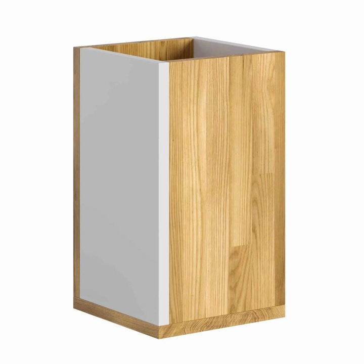 Cos de Hartie din Lemn – Cos de Gunoi 14L pentru Birou, Camera Copii, Living sau Baie – Alb, 38×22×22 cm, DEERHORN