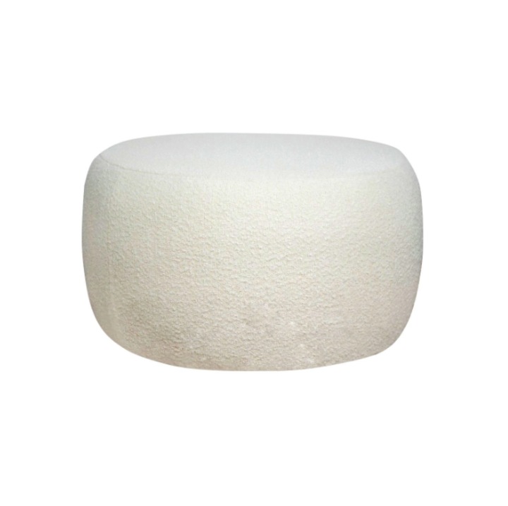 Taburet Puf decorativ gonflabil HYVESTO alb Teddy, 38x20cm, husa din blana pufoasa, suport 100 kg