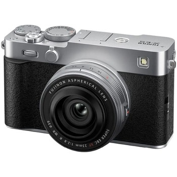 Aparat Foto Mirrorless Fujifilm X-E5, 40MP, 6K + Obiectiv XF 23mm F2.8 R WR, Silver