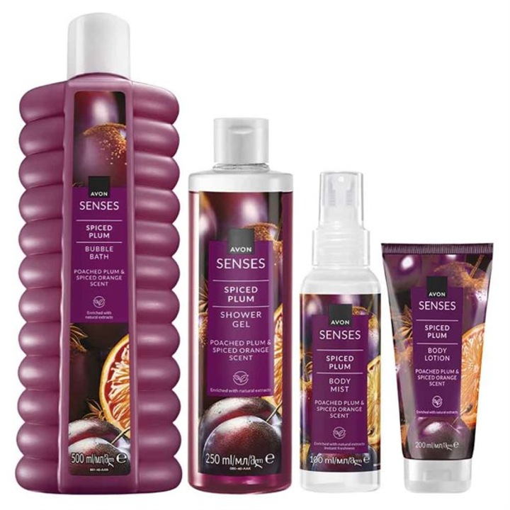 Set Spiced Plum set de 4 spray corp, gel dus, spumant, crema corp