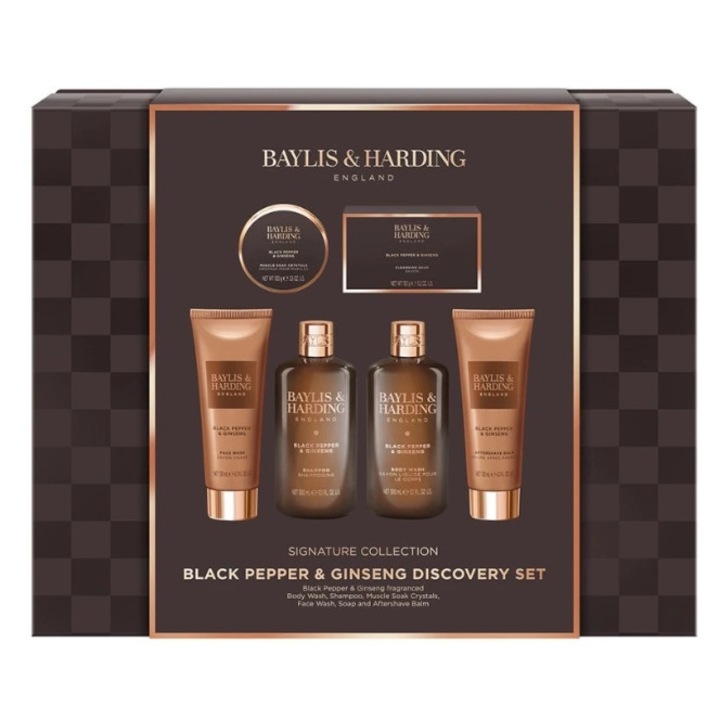 Set de ingrijire corporala pentru barbati, Baylis & Harding, 6 piese, piper negru si ginseng