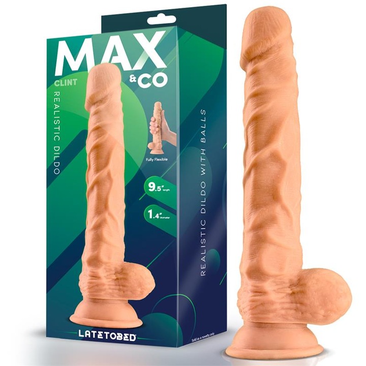 Dildo Realist cu Testicule si Ventuza, Clint, Max & Co 24x3.5cm Flesh