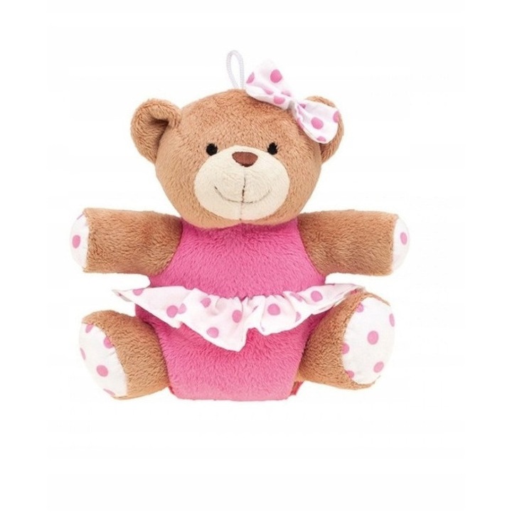Ursuleț de plus interactiv roz cu sunet, Canpol, 15x15 cm