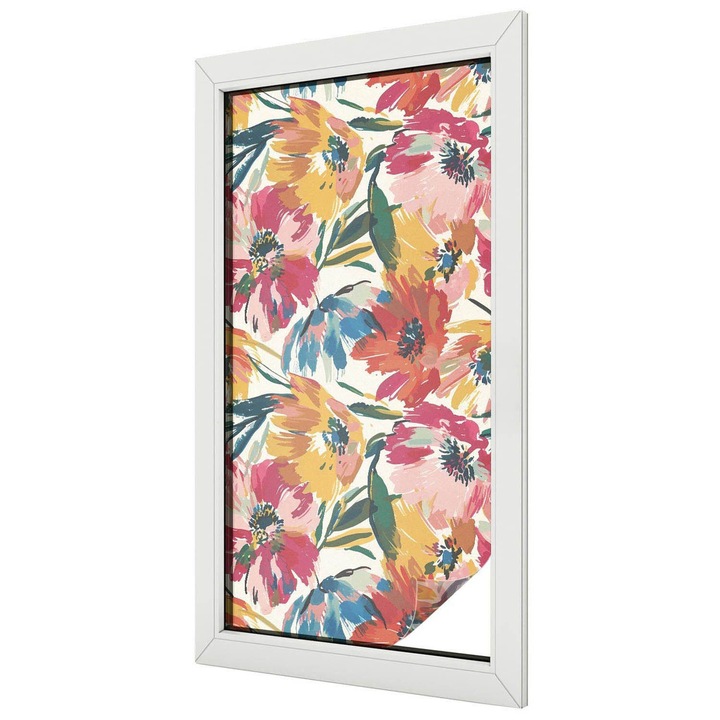 Декоративно фолио за стъкло, Tulup, Витражен дизайн, Полупрозрачно, Червено, 50x100 см