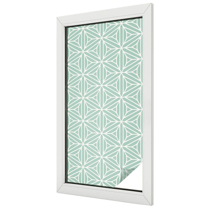 Autocolant Folie Autoadeziva Decorativa, Tulup, Forme geometrice intr-un stil modern, Geam Vitraliu, 50x100 cm, Ideal Pentru Decor Interior, 010450850010000011739