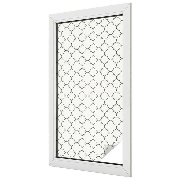 Ólomüveg ablakfólia, Tulup, Egyszerű elegancia, Fehér, 50x100 cm, Dekorációs Ablakfólia, Megfelelő méret ablakokhoz vagy világos felületekhez, 010450850010000033377