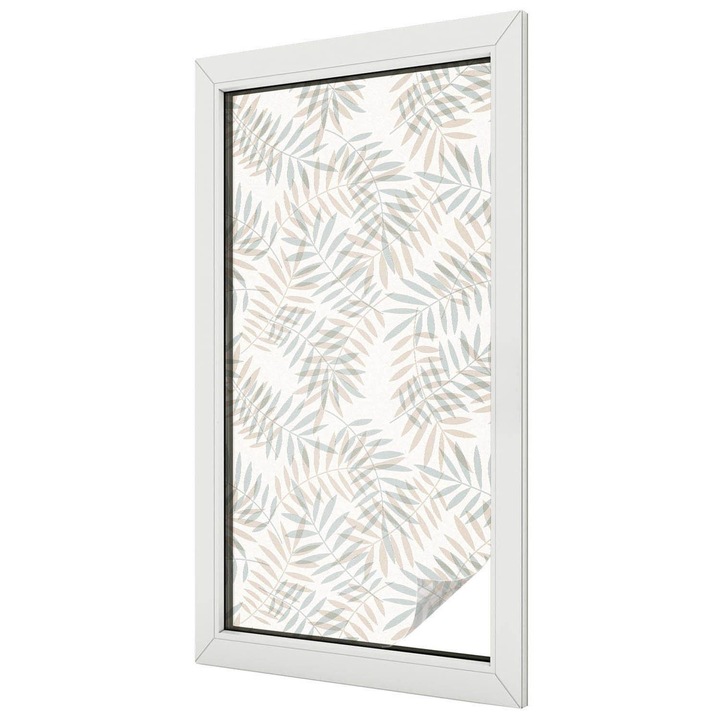 Autocolant Folie Autoadeziva Decorativa, Tulup, Frunze in armonie, Ideal Pentru Ferestre si Geamuri Interioare, 50x100 cm, Ideal Pentru Decor Interior, 010450850010000033387