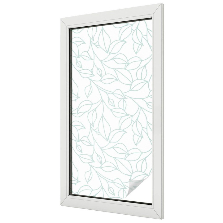 Folie geam vitraliu, Tulup, Motiv cu frunze, eleganta minimalista, Protectie Solara si Intimitate, 50x100 cm, Ideal Pentru Decor Interior, 010450850010000011793