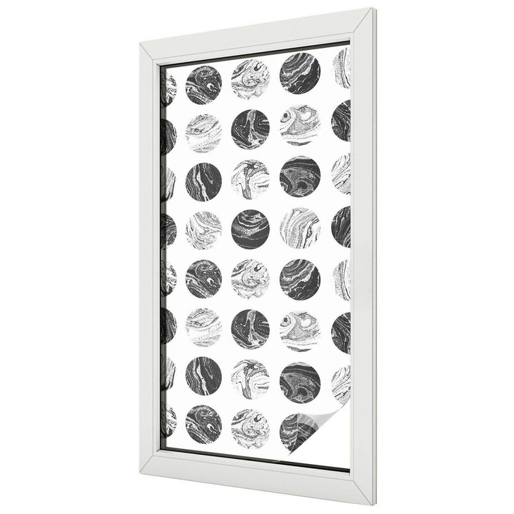 Folie geam vitraliu, Tulup, Cercuri de marmura care se repeta armonios, Vitraliu Autoadeziv, 50x100 cm, Ideal Pentru Decor Interior, 010450850010000011641