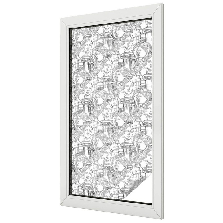 Ólomüveg hatású fólia, Tulup, Klasszikus portrék, Fekete és fehér, 50x100 cm, Dekorációs Ablakfólia, Megfelelő méret ablakokhoz vagy világos felületekhez, 010450850010000074202
