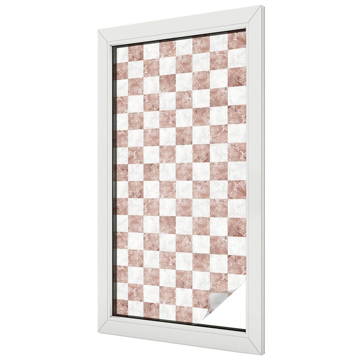 Dekor üvegfólia, Tulup, Klasszikus sakktábla, Fehér, 50x100 cm, Dekorációs Ablakfólia, Megfelelő méret ablakokhoz vagy világos felületekhez, 010450850010000033459