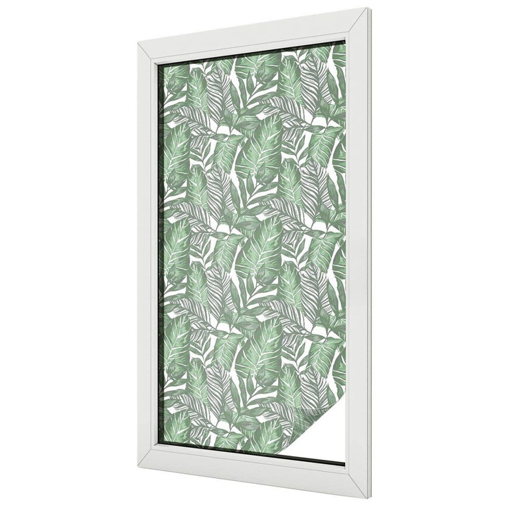 Dekor üvegfólia, Tulup, Zöld harmónia, Zöld, 50x100 cm, Dekorációs Ablakfólia, Megfelelő méret ablakokhoz vagy világos felületekhez, 010450850010000027842