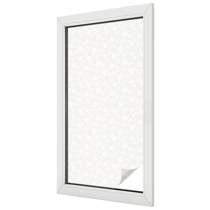 Folie Decorativa, Tulup, Modele florale delicate, eleganta clasica, Autoadeziva cu Efect de Vitraliu, 50x100 cm, Ideal Pentru Decor Interior, 010450850010000012104