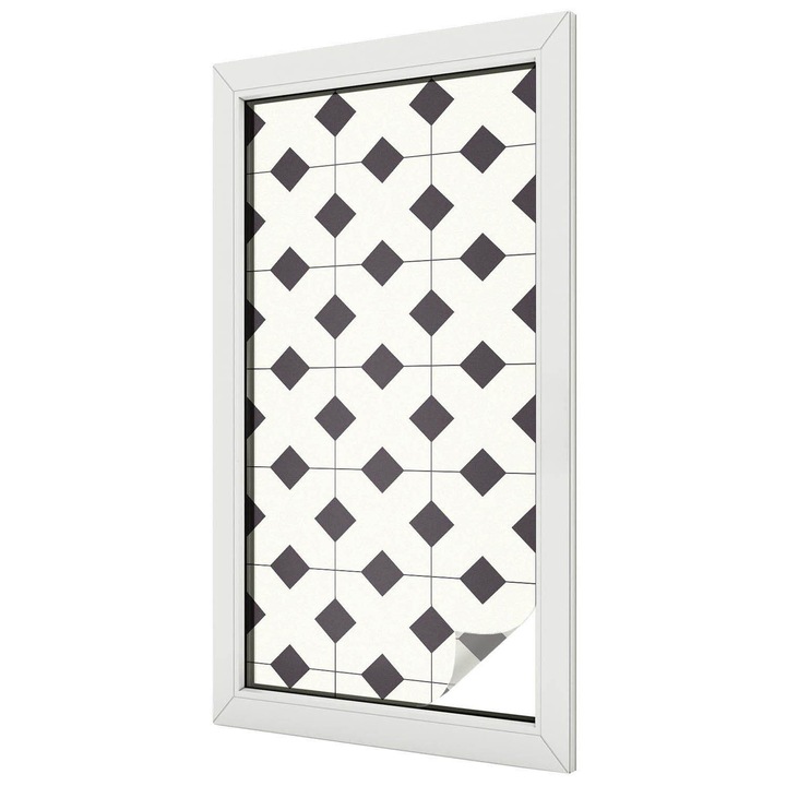 Autocolant Pentru Geam si Folie Decorativa Autoadeziva, Tulup, Model geometric de diamant, Intimitate pentru Geamuri si Ferestre, 50x100 cm, Ideal Pentru Decor Interior, 010450850010000011515