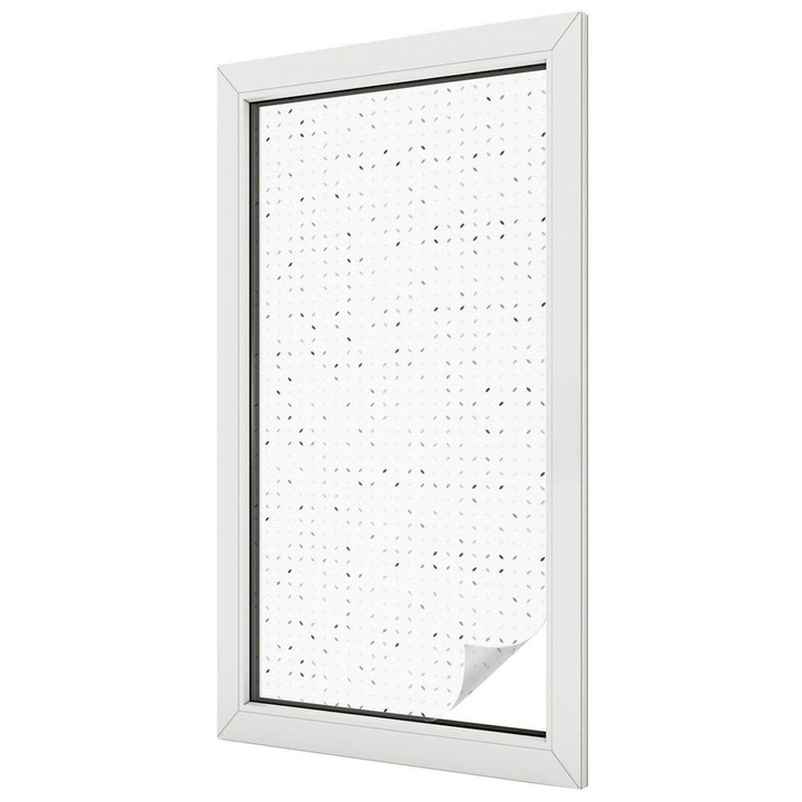 Folie geam vitraliu, Tulup, Puncte pe un model minimalist de fundal alb, Intimitate pentru Geamuri si Ferestre, 50x100 cm, Ideal Pentru Decor Interior, 010450850010000013104