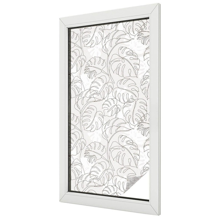 Autocolant Folie Autoadeziva Decorativa, Tulup, Frunzele de Monstera sunt delicate si elegante, Ideal Pentru Ferestre si Geamuri Interioare, 50x100 cm, Ideal Pentru Decor Interior, 010450850010000033352