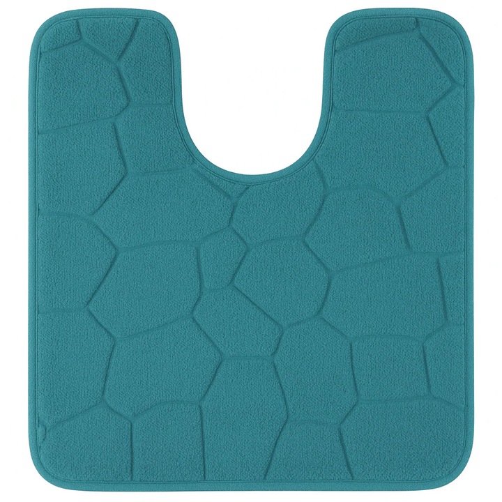 Covoras baie tip U, Microfibra, 45x45 cm, turcoaz, patrat