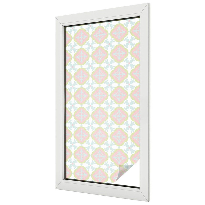 Autocolant Pentru Geam si Folie Decorativa Autoadeziva, Tulup, Un model armonios in tonuri pastelate, Intimitate pentru Geamuri si Ferestre, 50x100 cm, Ideal Pentru Decor Interior, 010450850010000012881