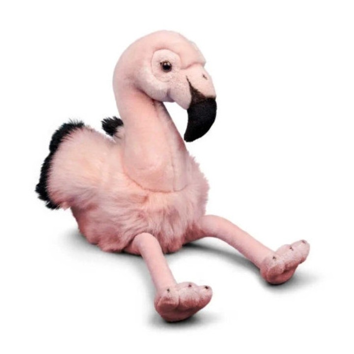 Jucarie de plus Flamingo, One for fun, detalii realiste, cu carticica informativa, multicolor, 30x15cm