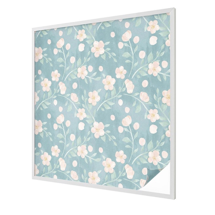 Ablak matrica ólomüveg, Tulup, Pasztell virágok, Kék, 100x100 cm, Dekorációs Ablakfólia, Megfelelő méret ablakokhoz vagy világos felületekhez, 010450850020000011222