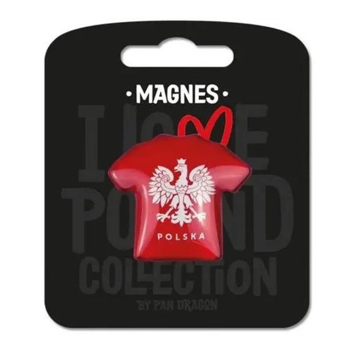 Dekoratív mágnes, Pan Dragon, I love Poland, üveg, 7x5cm