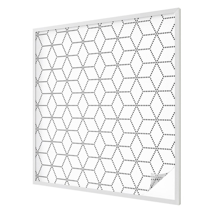 Ólomüveg hatású fólia, Tulup, Pontozott rombuszok, Fekete és fehér, 100x100 cm, Dekorációs Ablakfólia, Megfelelő méret ablakokhoz vagy világos felületekhez, 010450850020000011746