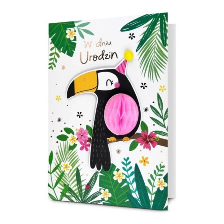 Felicitare Urodziny, Pan Dragon, multicolor, cu 3D, set cu envelopa