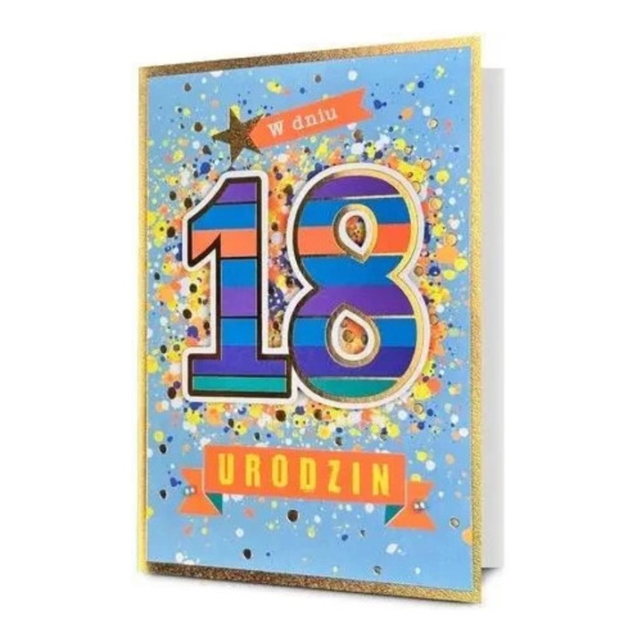 Felicitare Urodziny Osiemnastka, Pan Dragon, multicolor, cu 3D, set cu envelopa