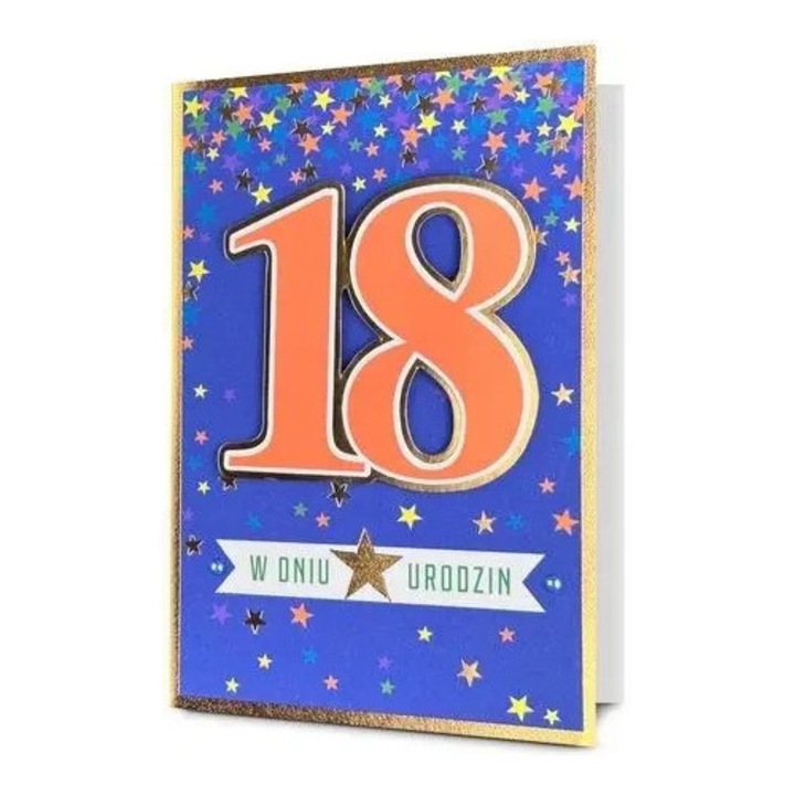 Felicitare Urodziny Osiemnastka, Pan Dragon, multicolor, cu 3D, set cu plic