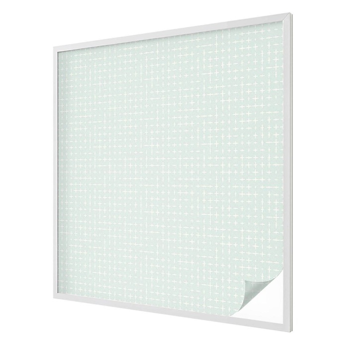 Ólomüveg ablakfólia, Tulup, Geometriai szimmetria, Türkiz, 100x100 cm, Dekorációs Ablakfólia, Megfelelő méret ablakokhoz vagy világos felületekhez, 010450850020000033389