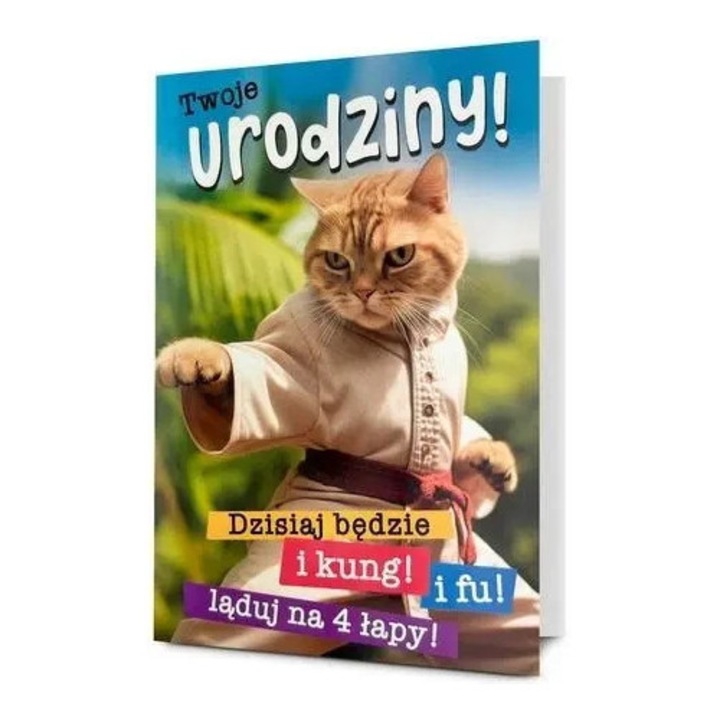 Felicitare B6 Urodziny, Pan Dragon, holografica, cu envelopa