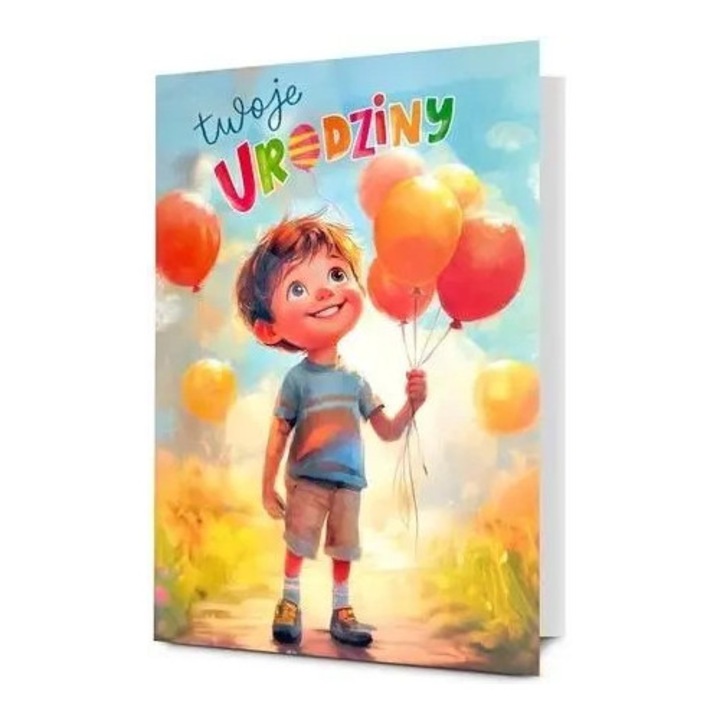 Felicitare B6 Urodziny, Pan Dragon, holografica, cu envelopa