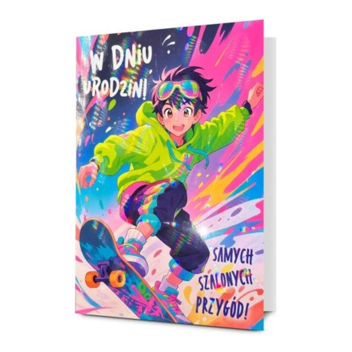 Felicitare B6 Pan Dragon, set cu coperta, folie holografica, design colorat