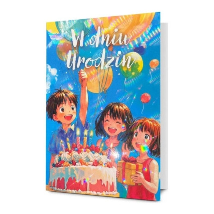 Felicitare B6 Urodziny, Pan Dragon, holografica, cu envelopa