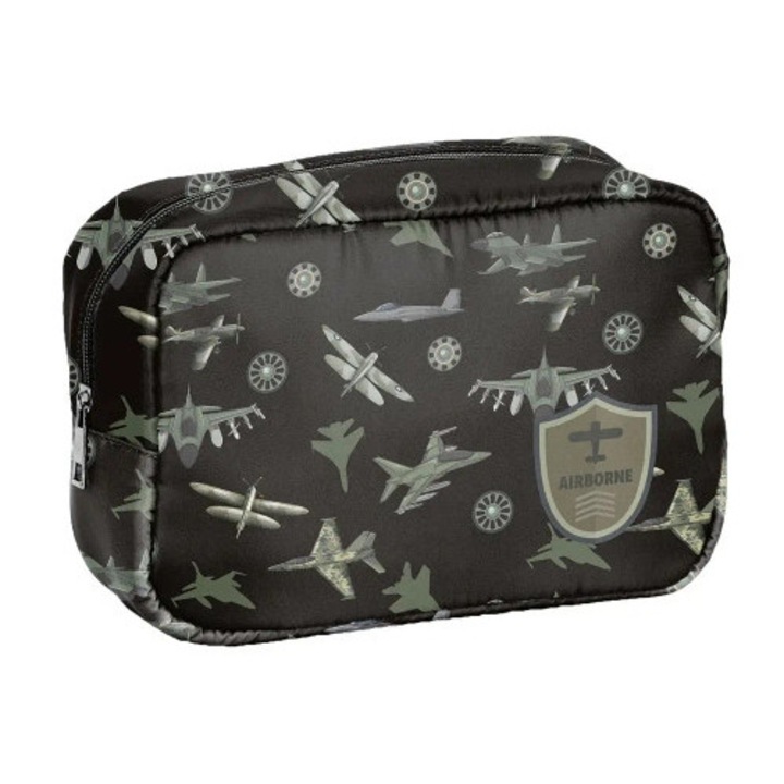 Portfard PASO, model Samolot, 23,5x15,5x9cm, poliester, cu un compartiment si o mica buzunara.