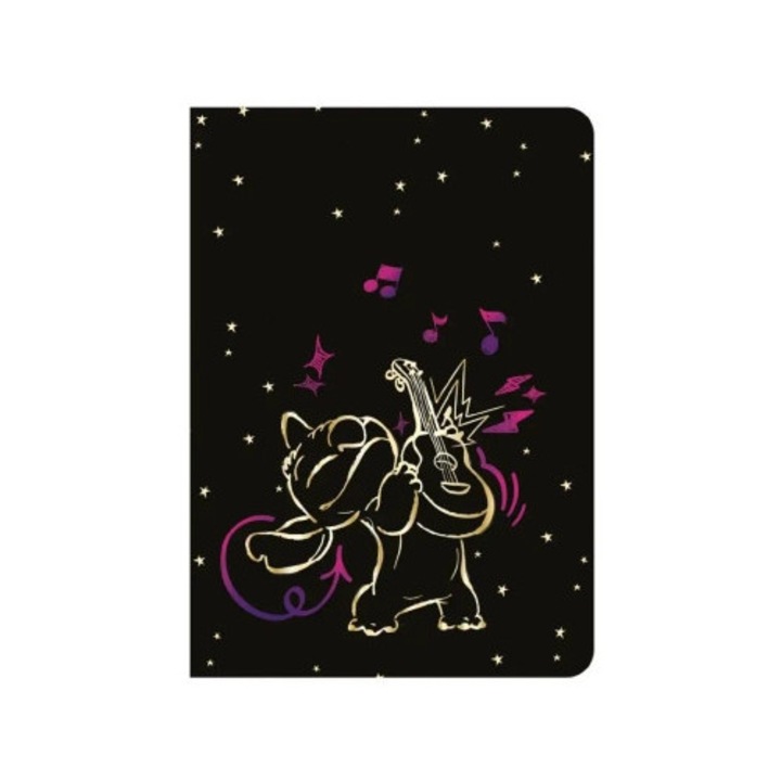 A5 füzet, 60 oldal, vonalas margóval, Stitch Gold design, 21x14.8cm