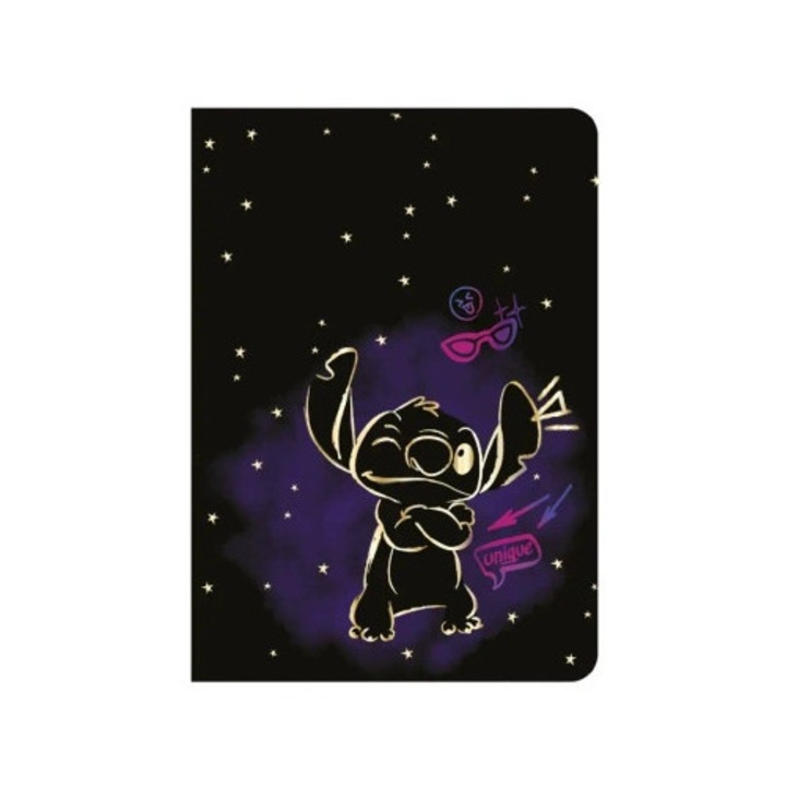 Caiet A5 Patio, Stitch Gold, 60 pagini, cu margine, design lacuit, model 2