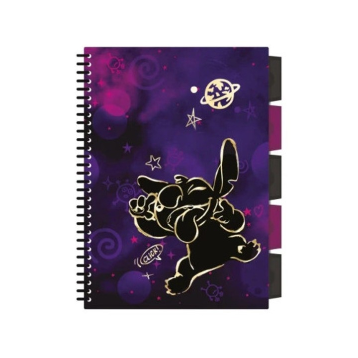 Caiet B5 Patio Stitch Gold, 100 pagini, coperta PP, cu margini colorate