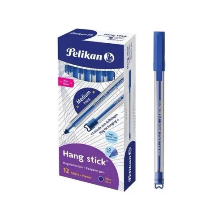 Pelikan tollak, Hang Stick, 12 db, ergonomikus, kék tinta, 1 mm