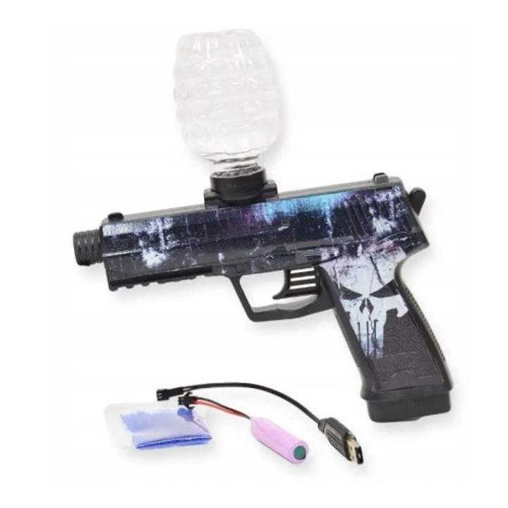 Pistol jucarie cu bile gel verzi, Pegaz Toys, arme de jucarie, cu incarcator