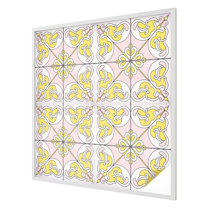 Folie geam vitraliu, Tulup, Model floral simetric clasic, Intimitate pentru Geamuri si Ferestre, 100x100 cm, Ideal Pentru Decor Interior, 010450850020000283178