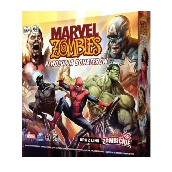 Zombicide: Marvel Zombies, Revolutia Eroilor CMON, set 6 figurine Supereroi, 4 figurine Zombie, 50 figurine Zombie din carton, multicolor