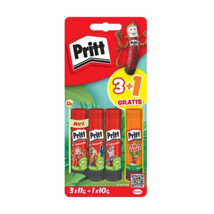 Pritt ragasztó szett 3x11g + 1x10g neon, vegyes színek