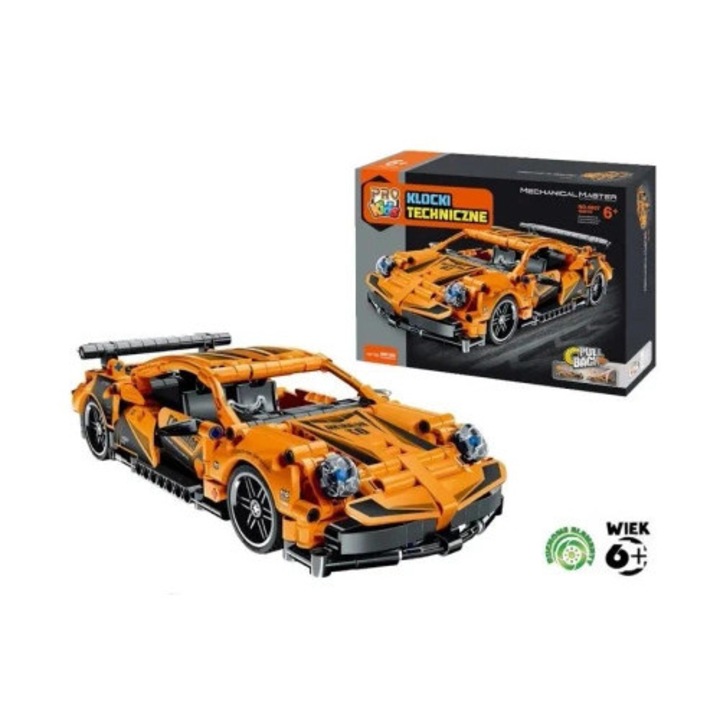Set de constructie Pro Kids Super Car, portocalie, pentru copii peste 6 ani