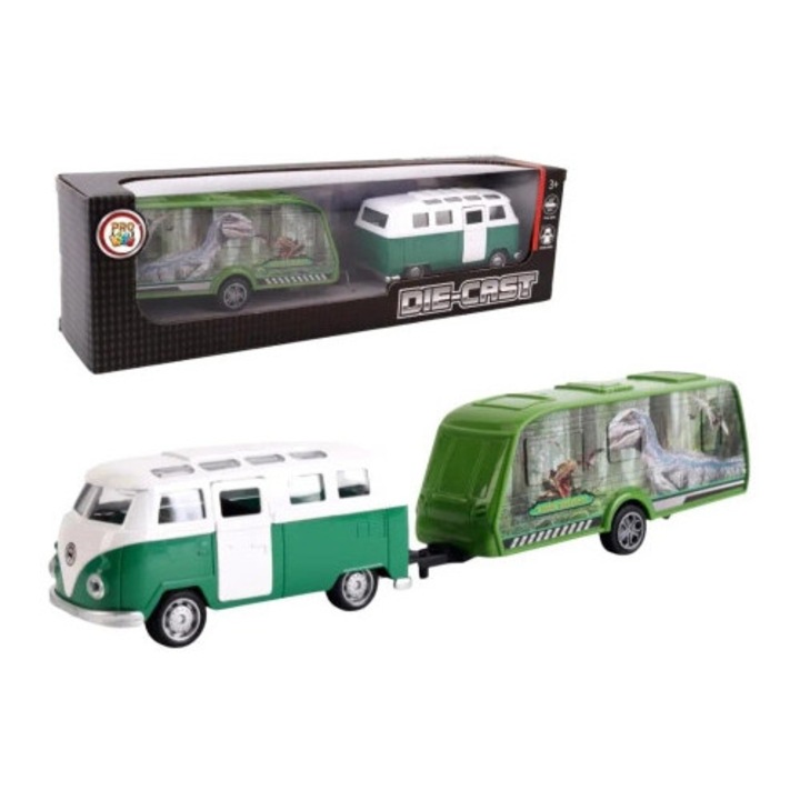 Set SUV militar cu remorca, Pro Kids, design camuflaj, dinozauri, 10x15x22cm