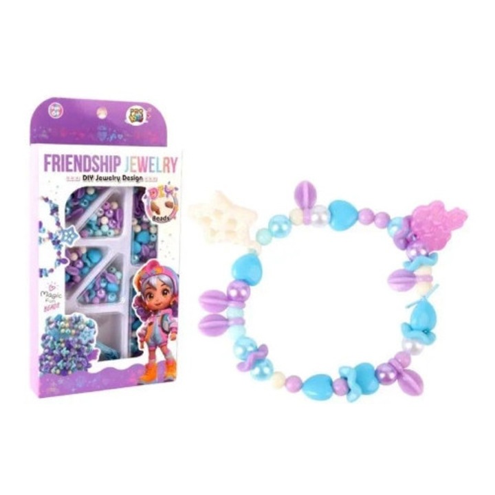 Pro Kids barátság karkötő, lila, kék, rózsaszín