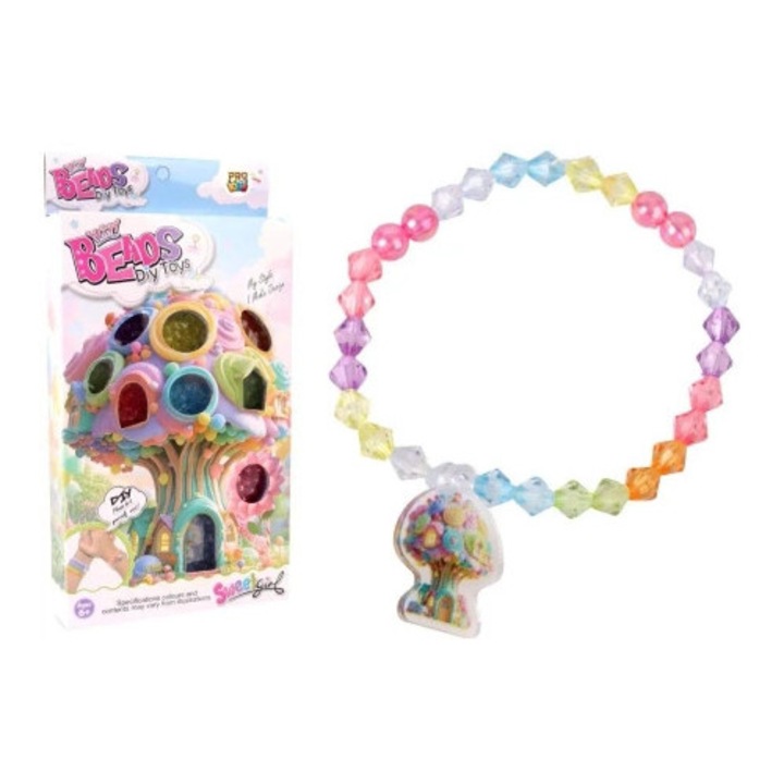 Bratara colorata Pro Kids, margele transparente, multicolor, pentru copii