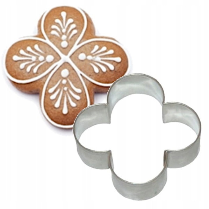 Forma decupator prăjituri și biscuiți, EkoForemki, trifoi cu 4 frunze, metal, 5x5 cm