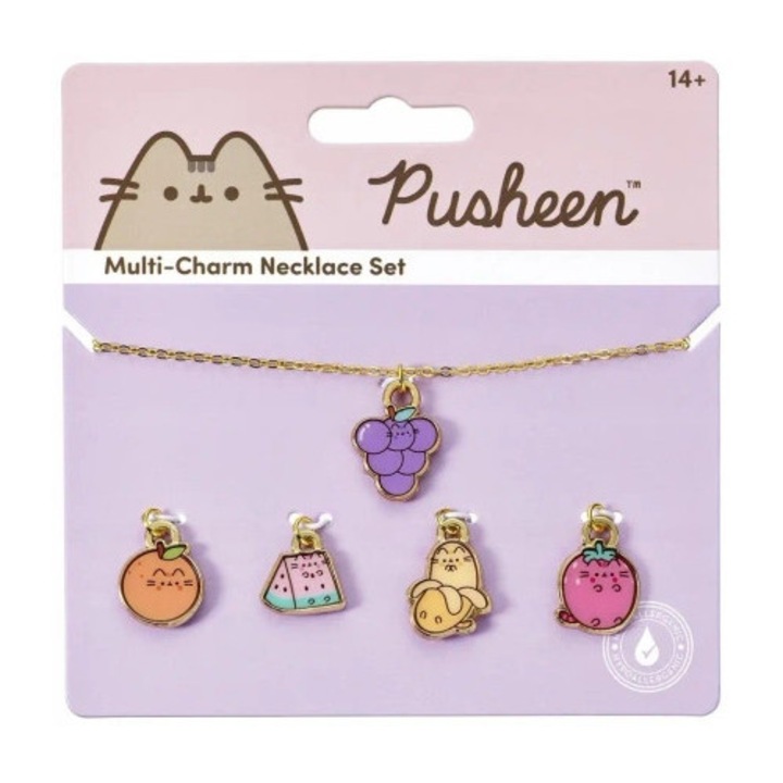 Colier Pusheen, 4 pandantive, multicolor, 40cm