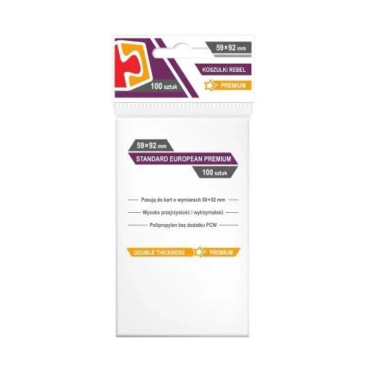100 db Rebel kártyavédő fólia, 59x92mm, átlátszó, 90 mikron vastagságú